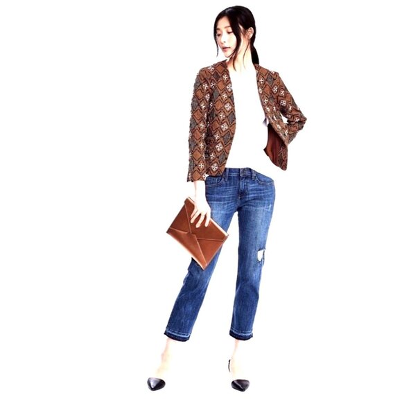 NEW! Banana Republic Heritage Collection Beaded Open Front Blazer Jacket SZ 0 - Picture 3 of 12